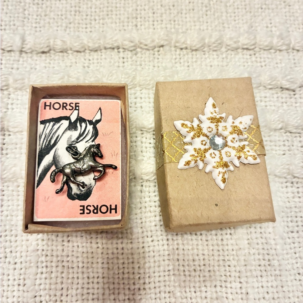 Tiny Running Horse Charm with Decorative Trinket Box